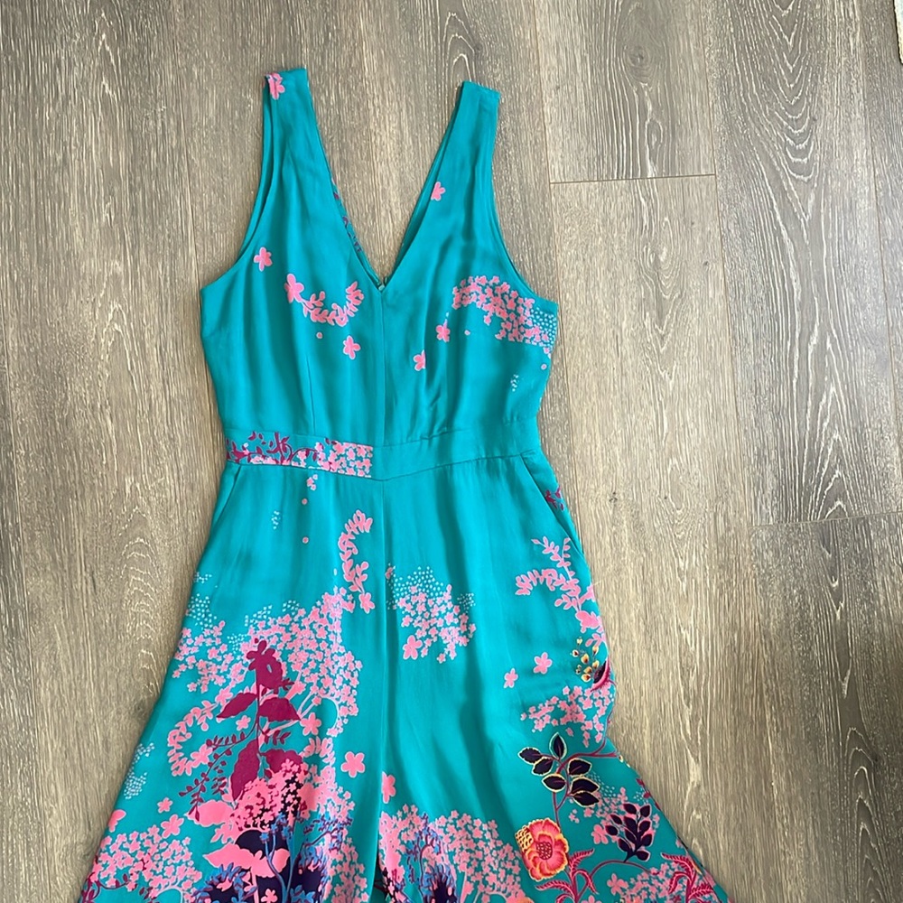 Maeve Teal Floral Wide Leg Jumpsuit